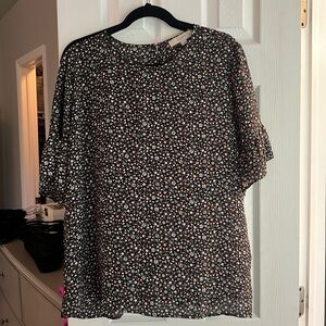 Loft floral blouse with flutter sleeve